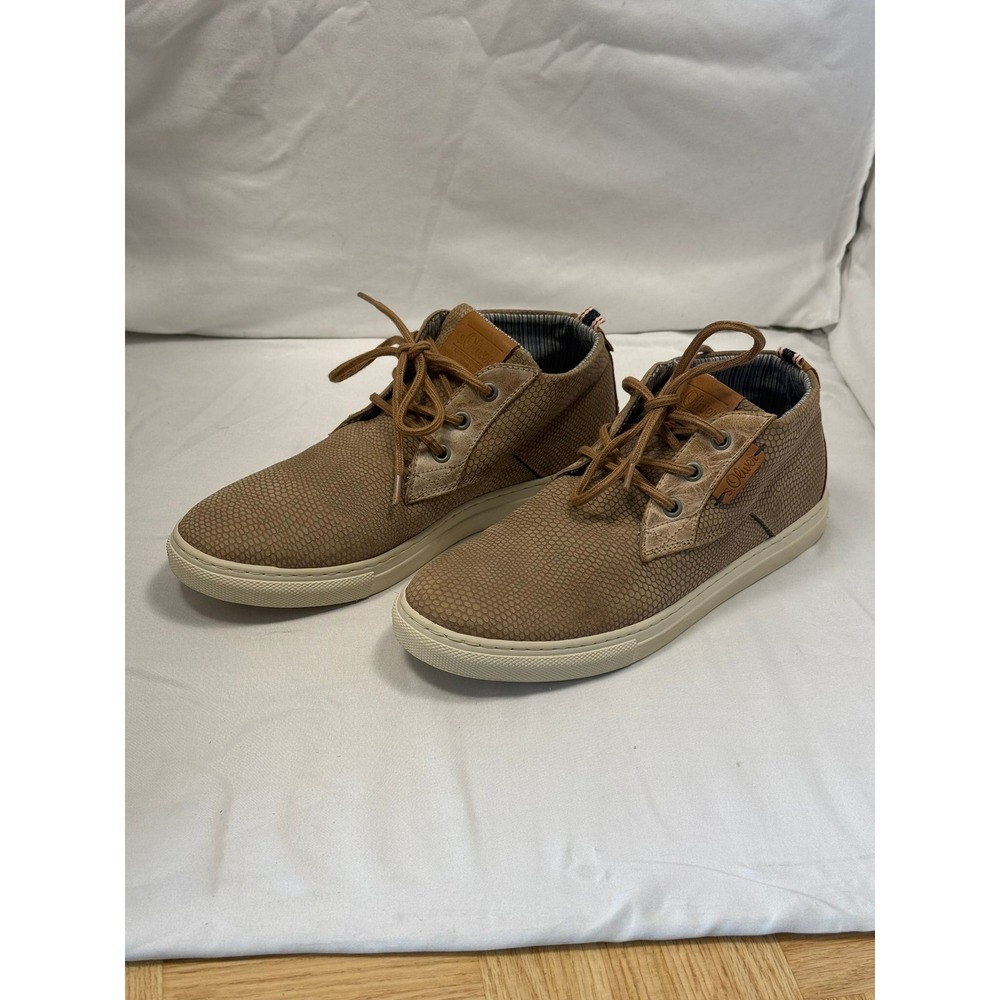 S.Oliver Mens Tan Brown Textured Scale Pattern Chukka Sneakers 5-15207-28-310 42